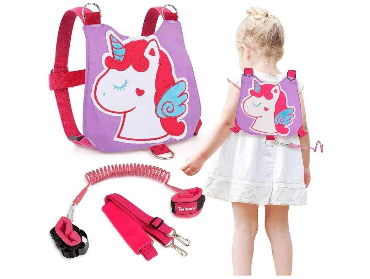 NEW Toi Bani 4-in-1 Toddler Safety Harness Leash Anti Lost Wrist Link - Unicorn