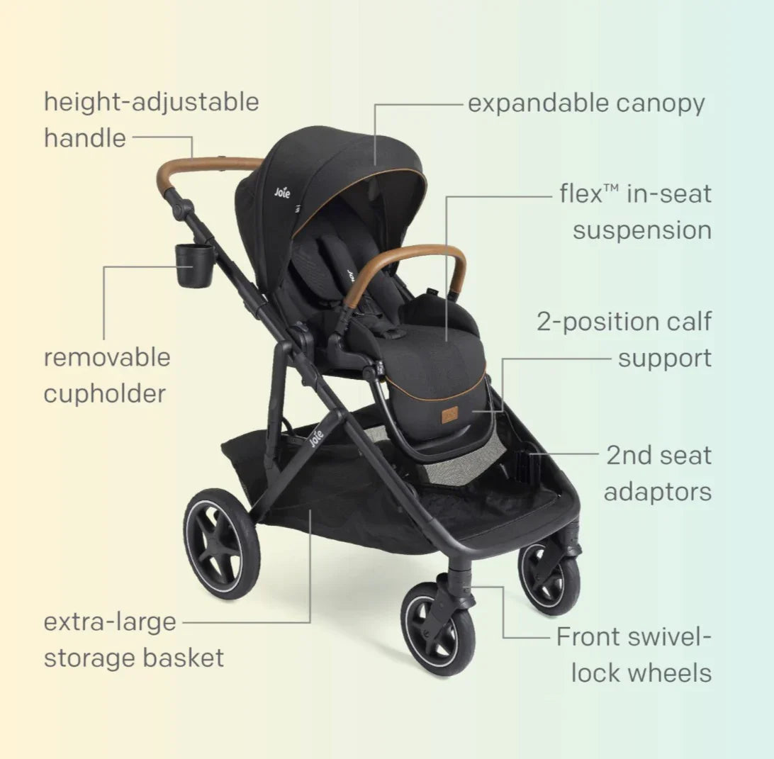 NEW Joie Chive Single to Double Stroller in Shale