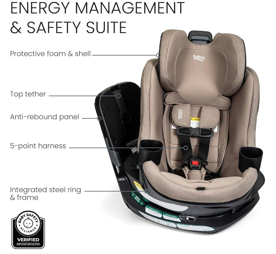 NEW Britax Galaxy 360 Slim Rotating Convertible Car Seat in Teak
