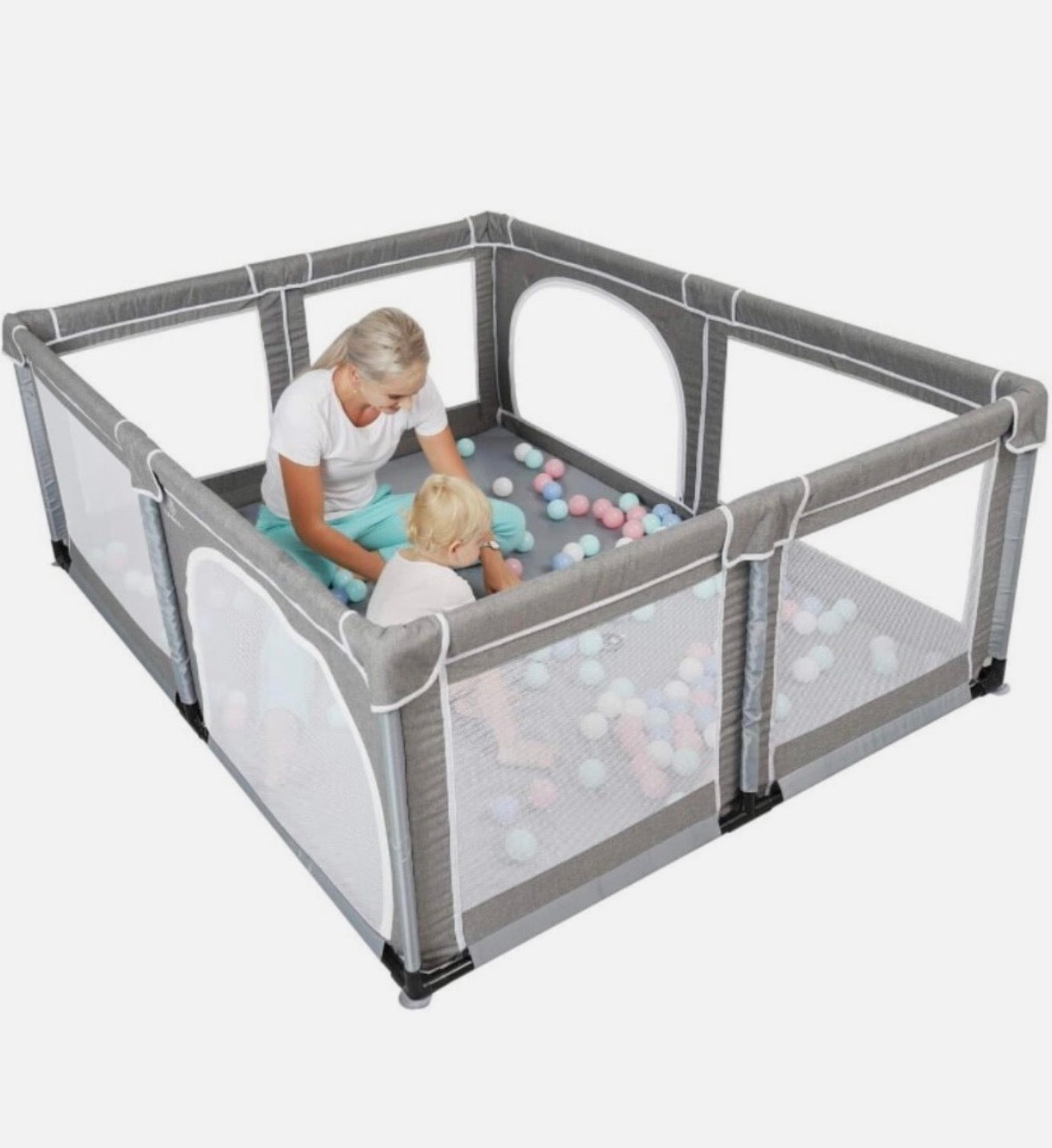 YOBEST Baby Playpen Grey 75'' x 57''