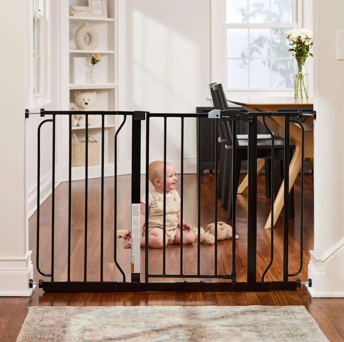 NEW Regalo Easy Step Extra Wide Metal Walk-Through Gate Black