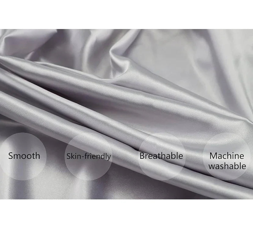 Smooth silver satin fabric, breathable, skin-friendly, machine washable textile
