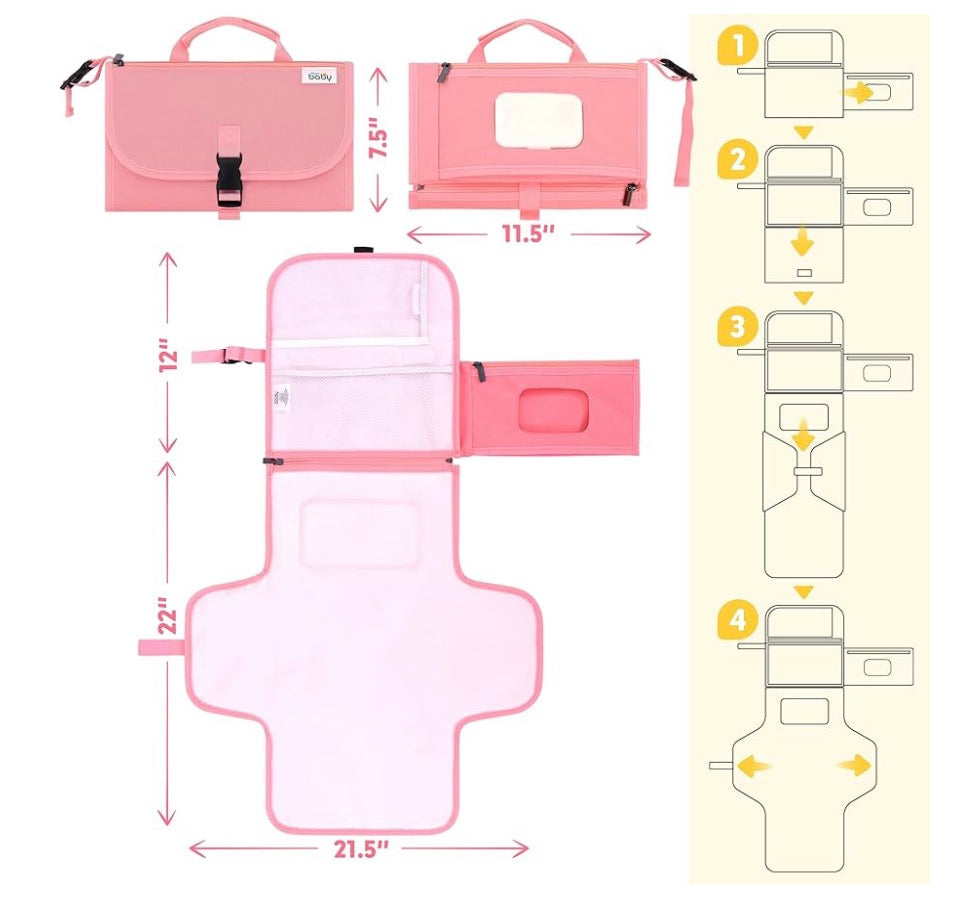 NEW Kopi Baby Portable Diaper Changing Pad Pink