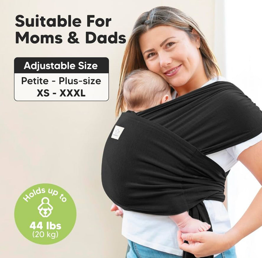 KeaBabies D-Lite Baby Wrap Carrier Black (up to 44lbs)