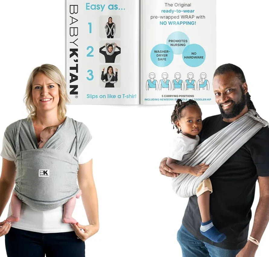 NEW Baby K'tan Original Baby Carrier Heather Grey sz XS