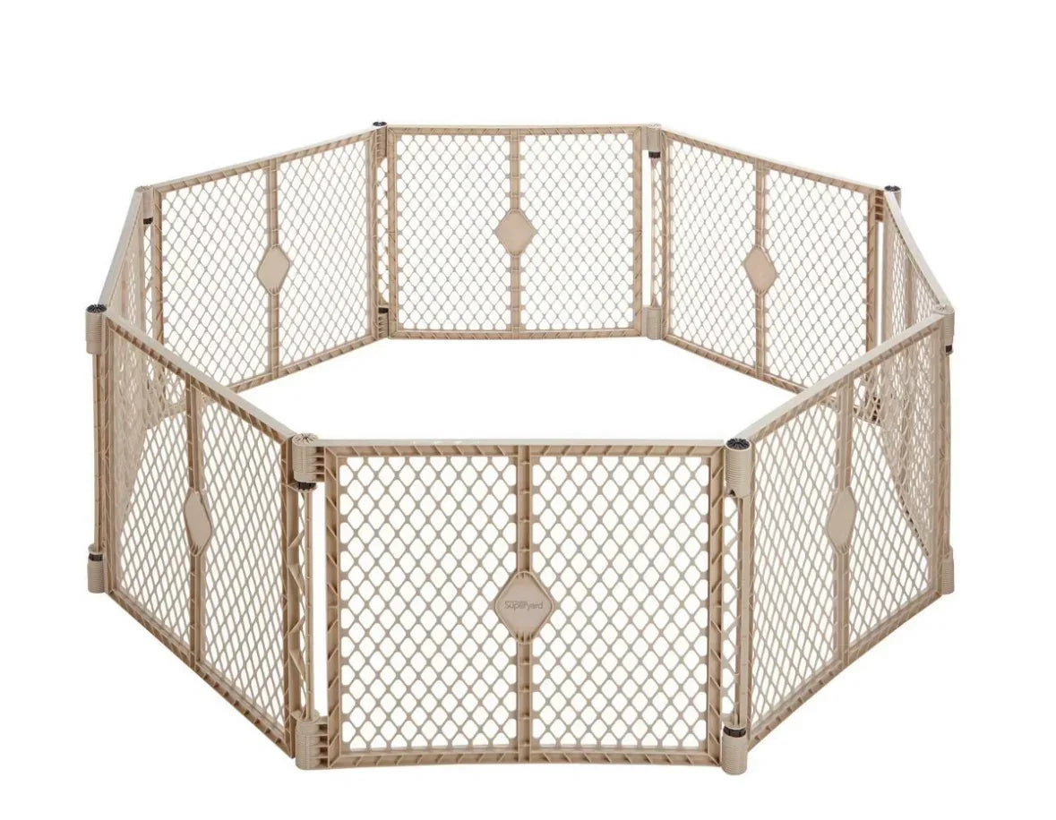 Toddleroo by North States Superyard 8-Panel Freestanding Gate Sand