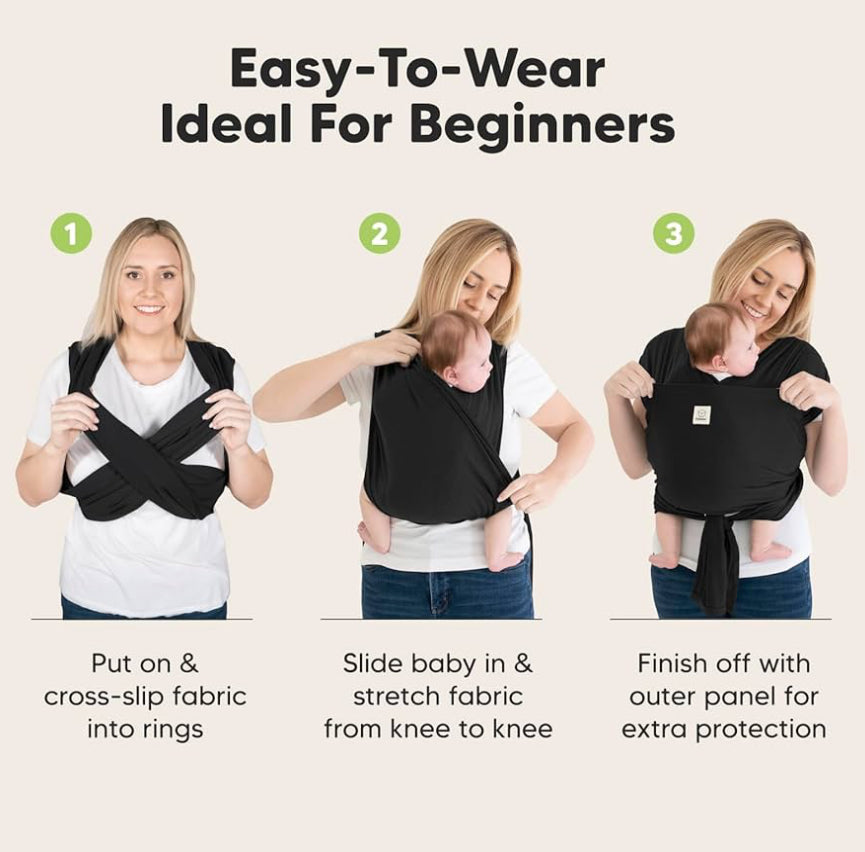 KeaBabies D-Lite Baby Wrap Carrier Black (up to 44lbs)