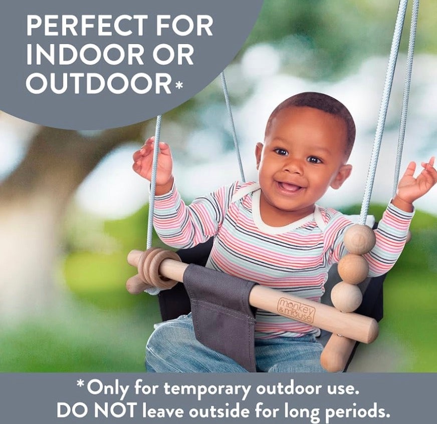 Monkey & Mouse Canvas Baby Swing, Pink