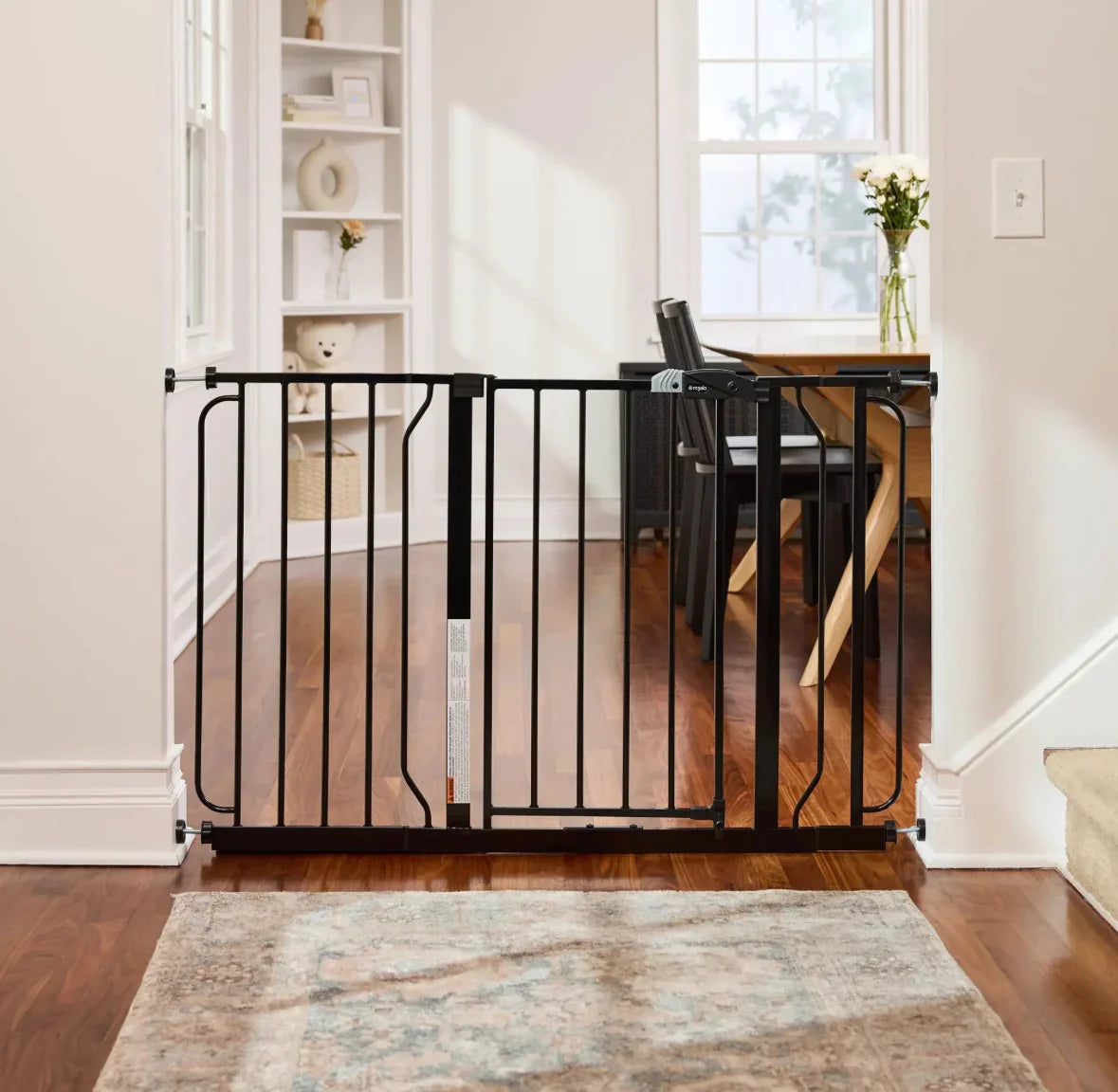 NEW Regalo Easy Step Extra Wide Metal Walk-Through Gate Black