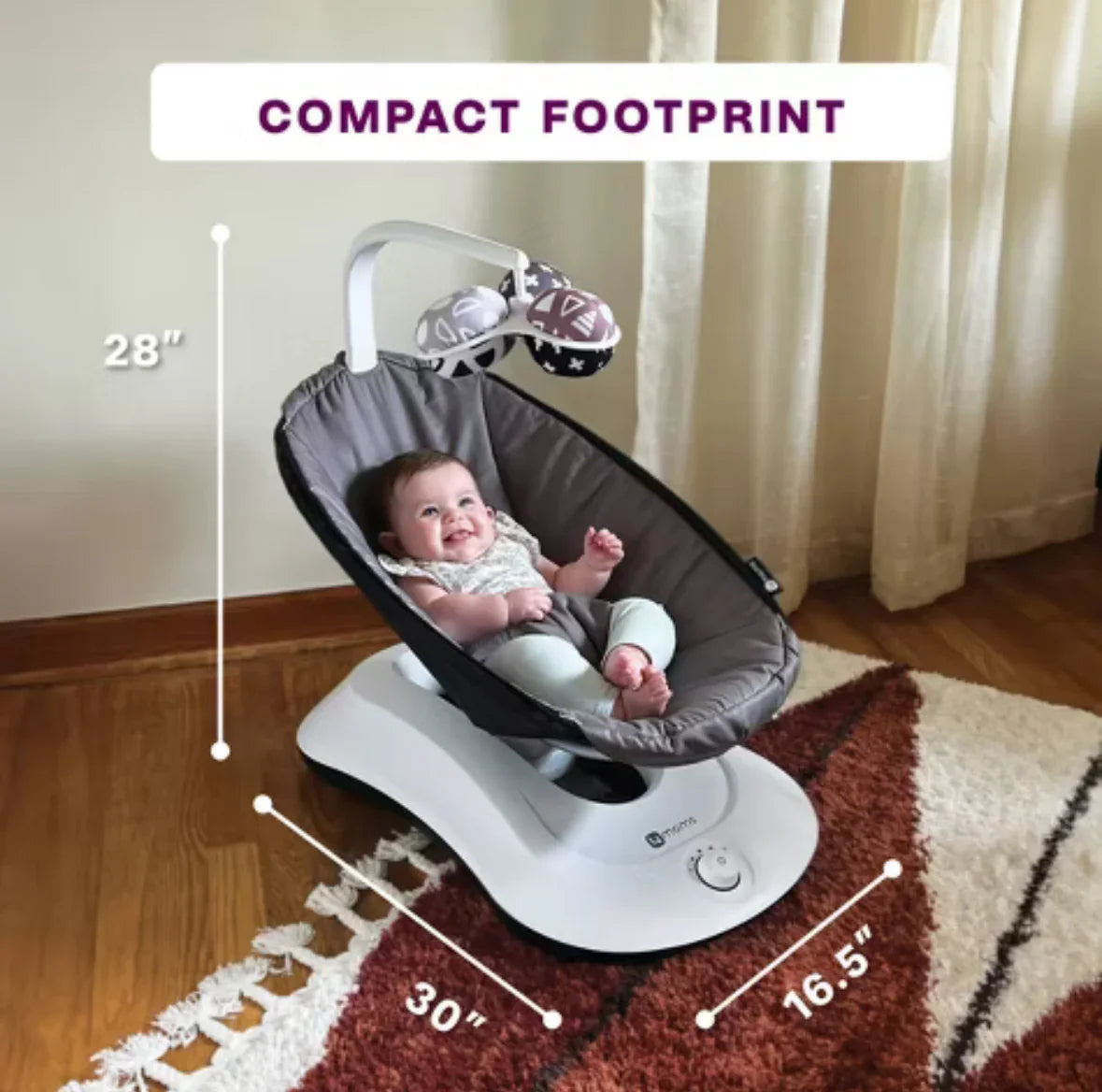 NEW 4moms Rockaroo Baby Rocker in Classic Grey