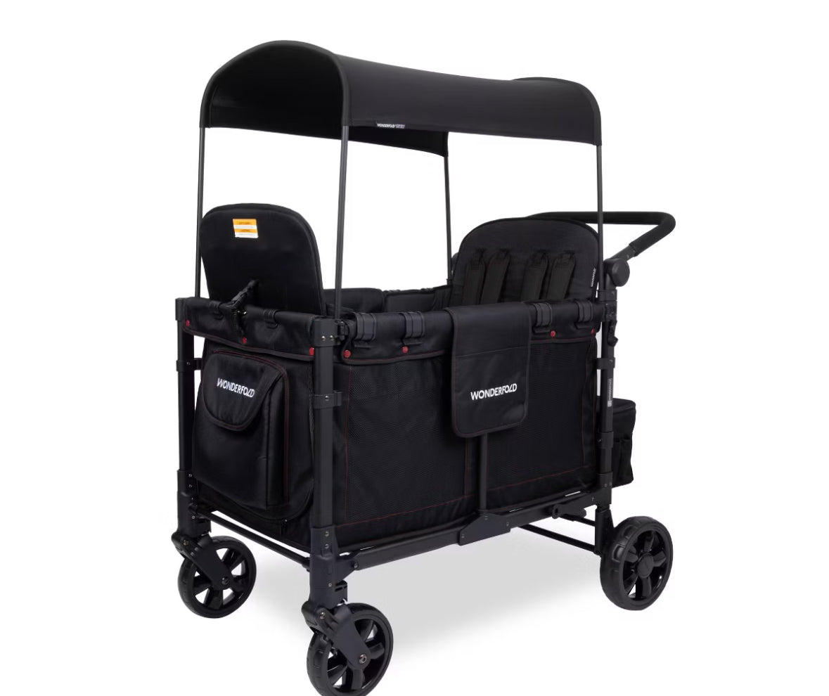 NEW WONDERFOLD W4 Elite Stroller Wagon with Snack Tray - Black
