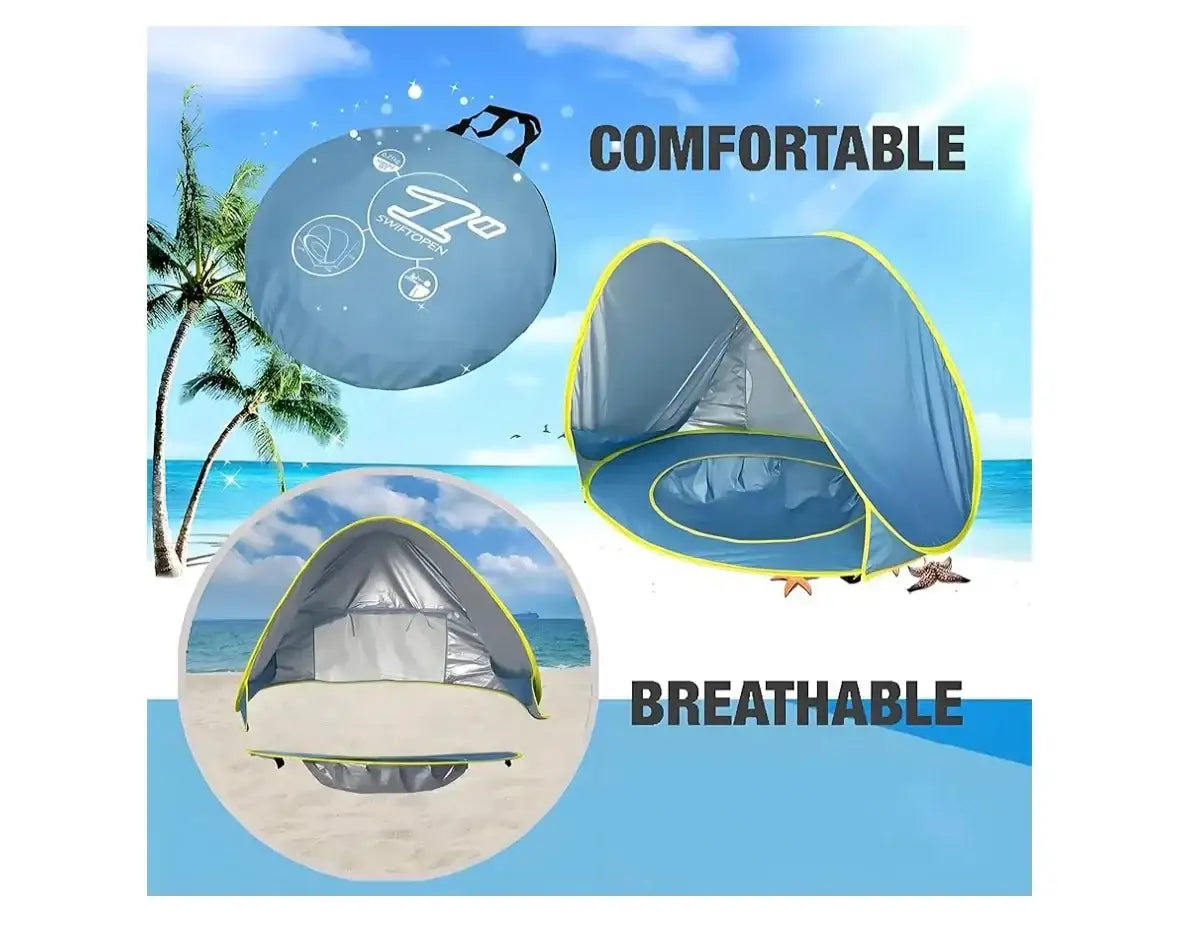 Portable beach tent for kids, comfortable & breathable sun shelter with quick setup, perfect for family outings