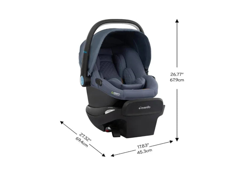 NEW Evenflo Revolve 180 LiteMax NXT Rotating Infant Car Seat with Sensory Soothe in Flint Blue 3-30lbs