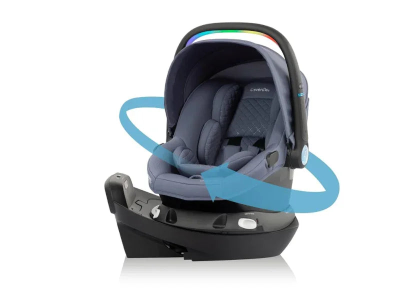 NEW Evenflo Revolve 180 LiteMax NXT Rotating Infant Car Seat with Sensory Soothe in Flint Blue 3-30lbs