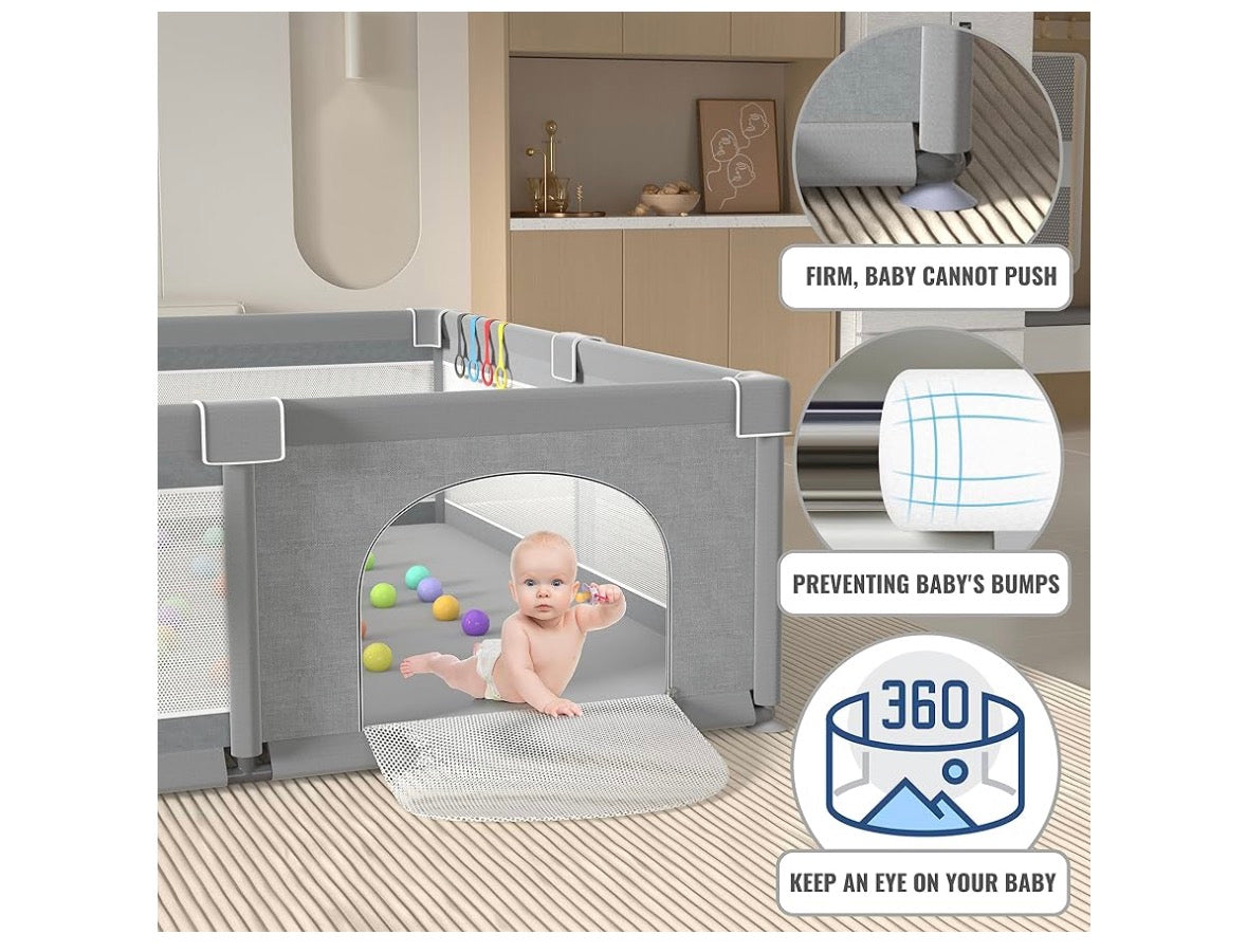LUTIKIANG Extra Large Playpen, Grey