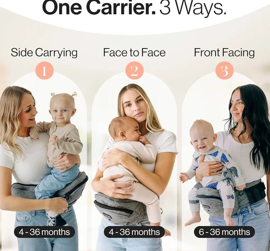 NEW Tushbaby Original Hip Seat Baby Carrier, Grey up to 45lbs