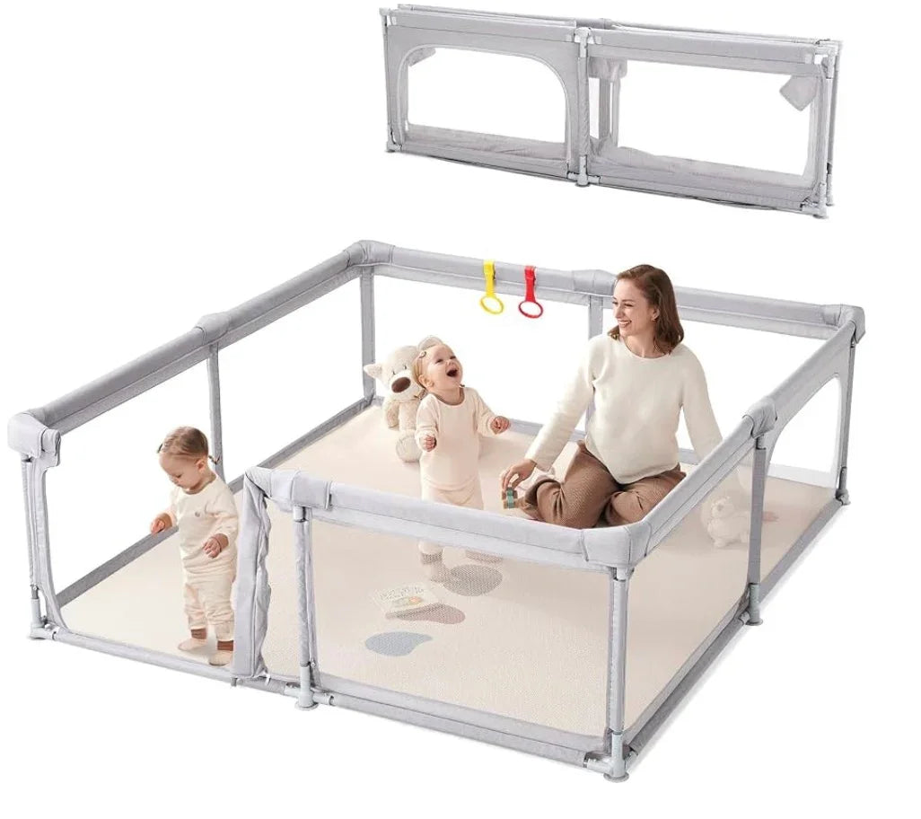 Cosola Foldable Playpen, Grey 78x70''