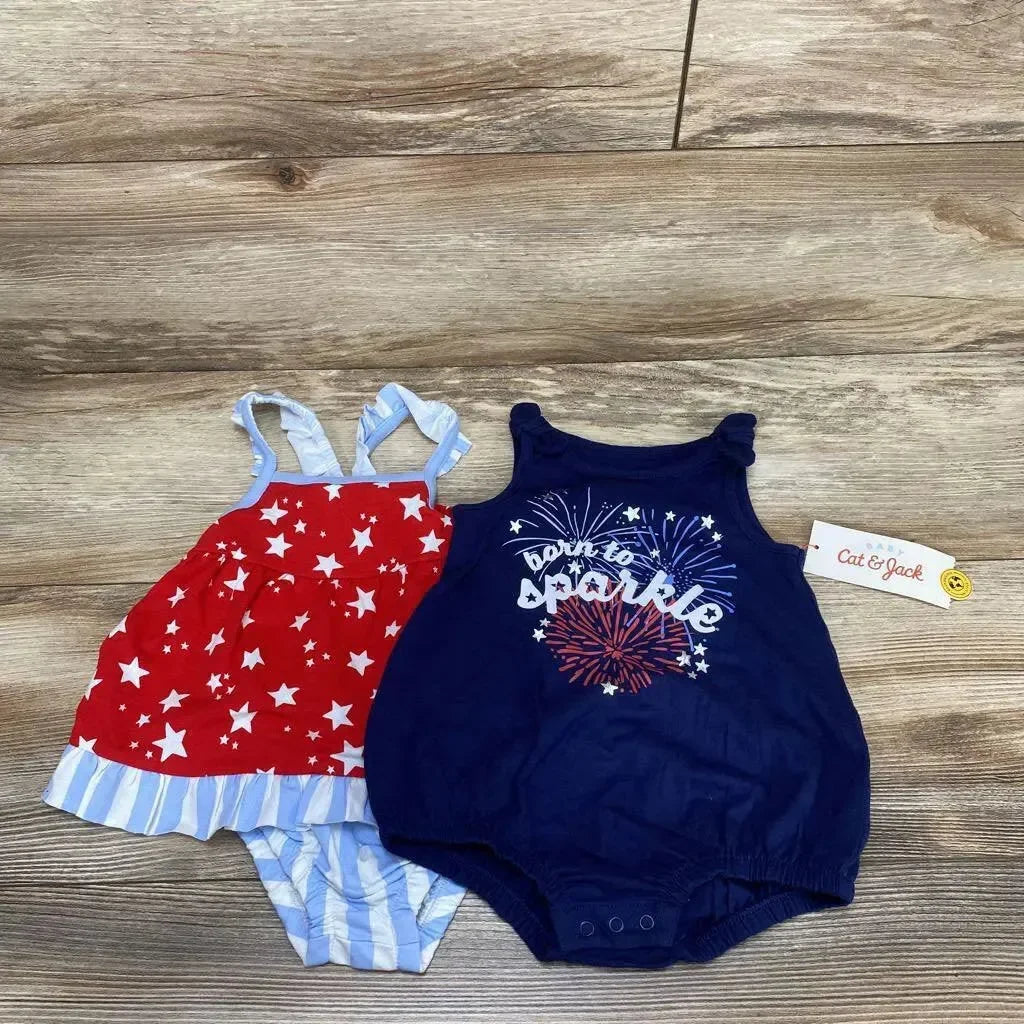NEW Cat & Jack 3pc Born To Sparkle Romper Set sz 3-6m - Me 'n Mommy To Be
