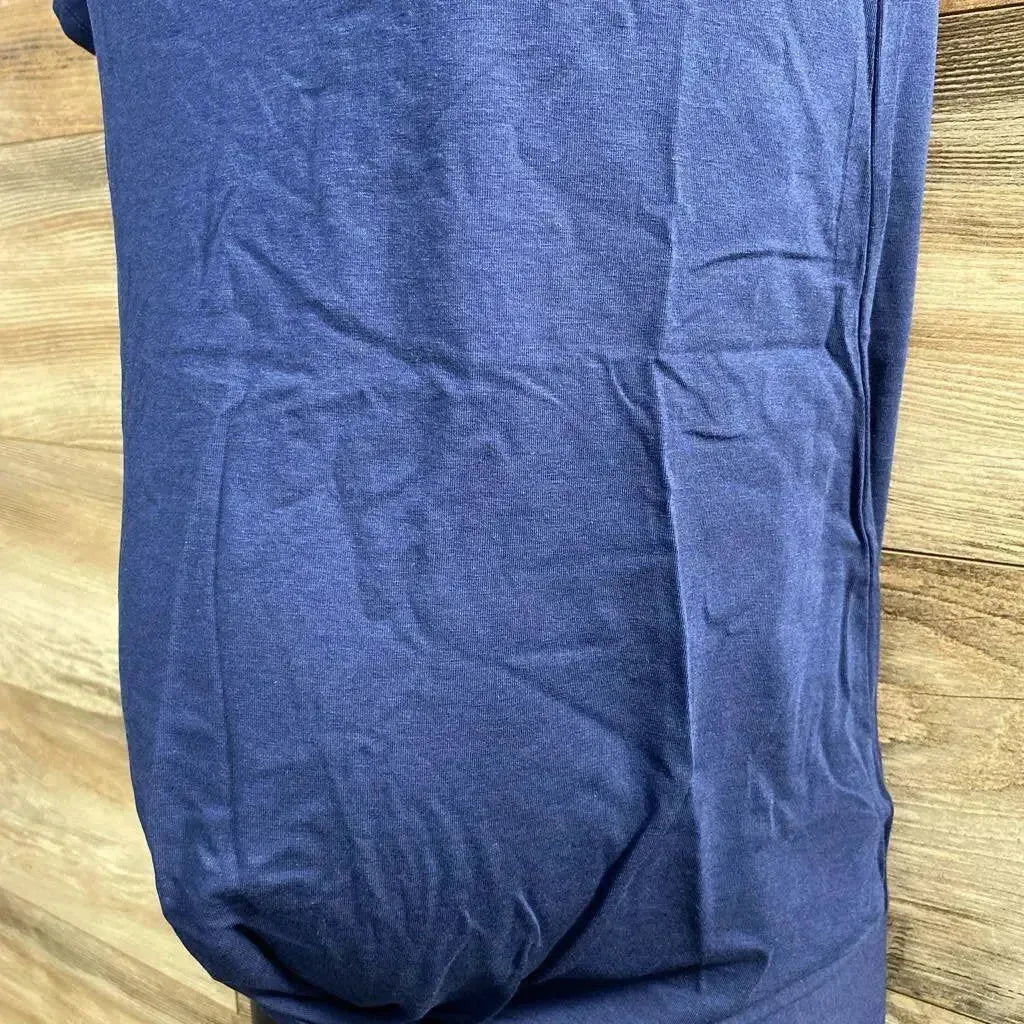 Front view of navy Gap maternity twist-knot t-shirt size XS showing front knot detail on white background