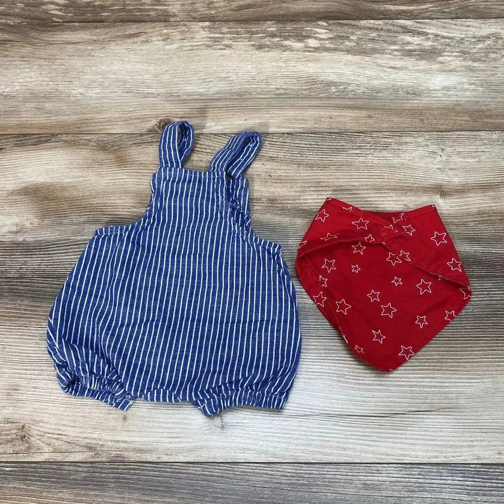 Cat & Jack Striped Romper & Star Bandana Bib sz 0-3m - Me 'n Mommy To Be
