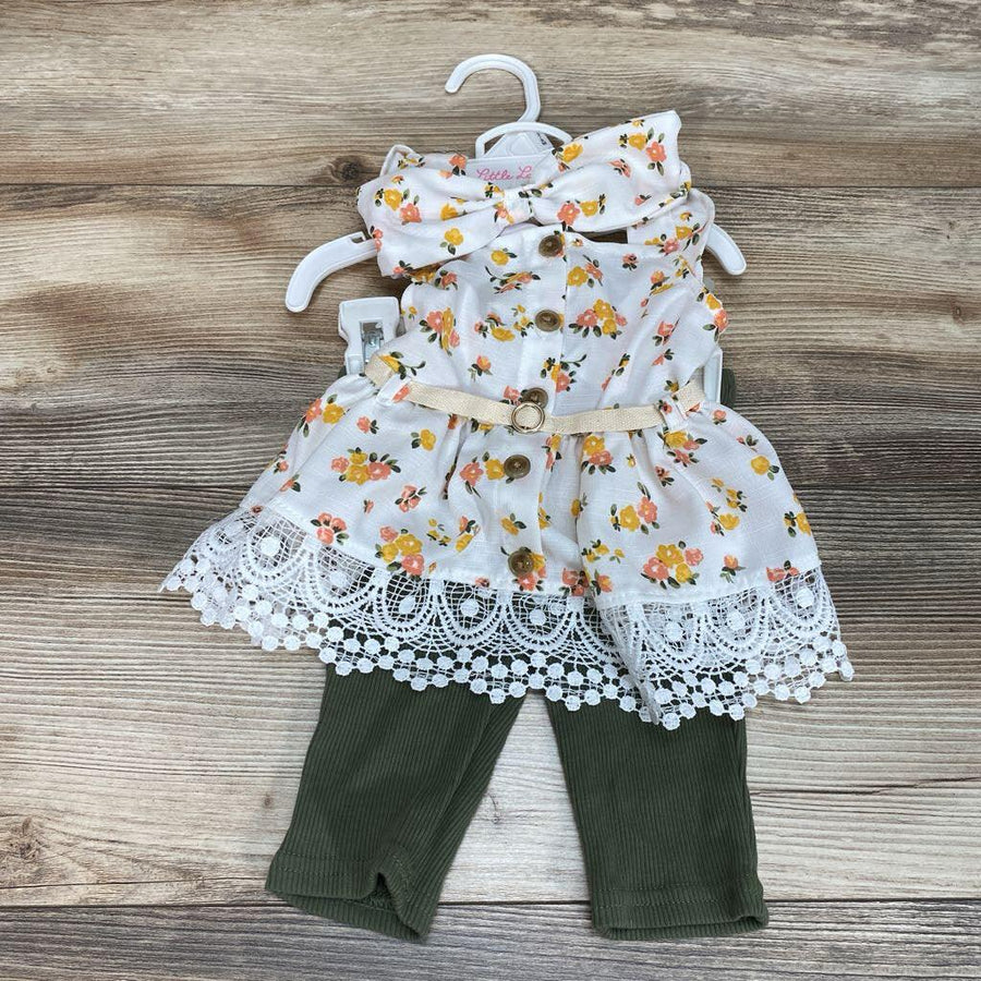 NEW Little Lass 3pc Floral Top & Leggings Set sz 3-6m - Me 'n Mommy To Be