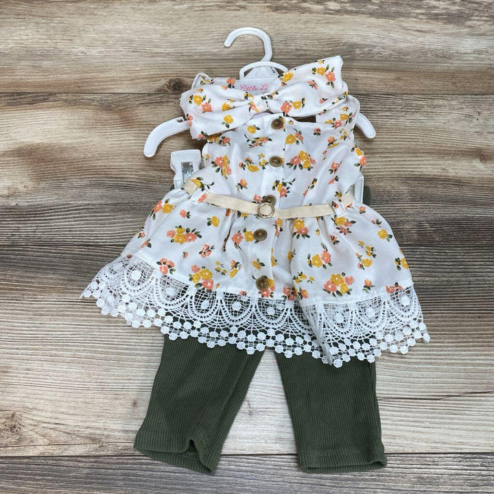NEW Little Lass 3pc Floral Top & Leggings Set sz 3-6m - Me 'n Mommy To Be