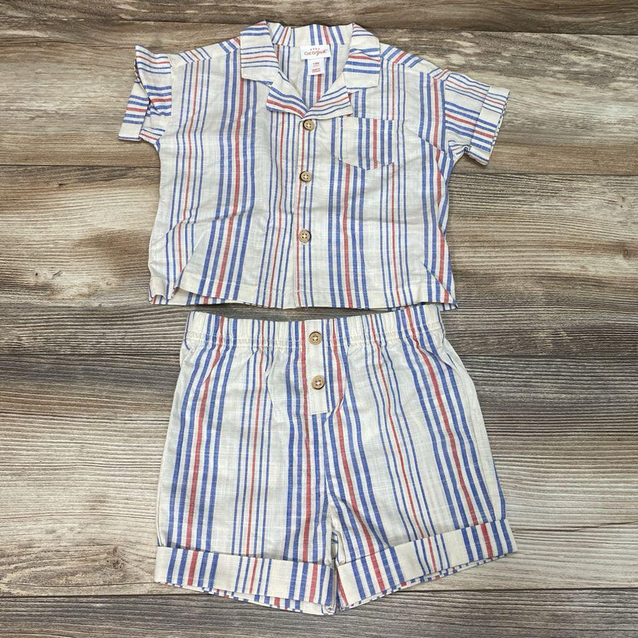 Cat & Jack 2pc Striped Button-Up Shirt & Shorts sz 12m - Me 'n Mommy To Be