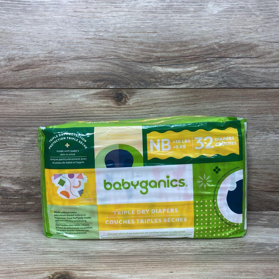 NEW Babyganics 32Ct Disposable Diapers sz NB - Me 'n Mommy To Be