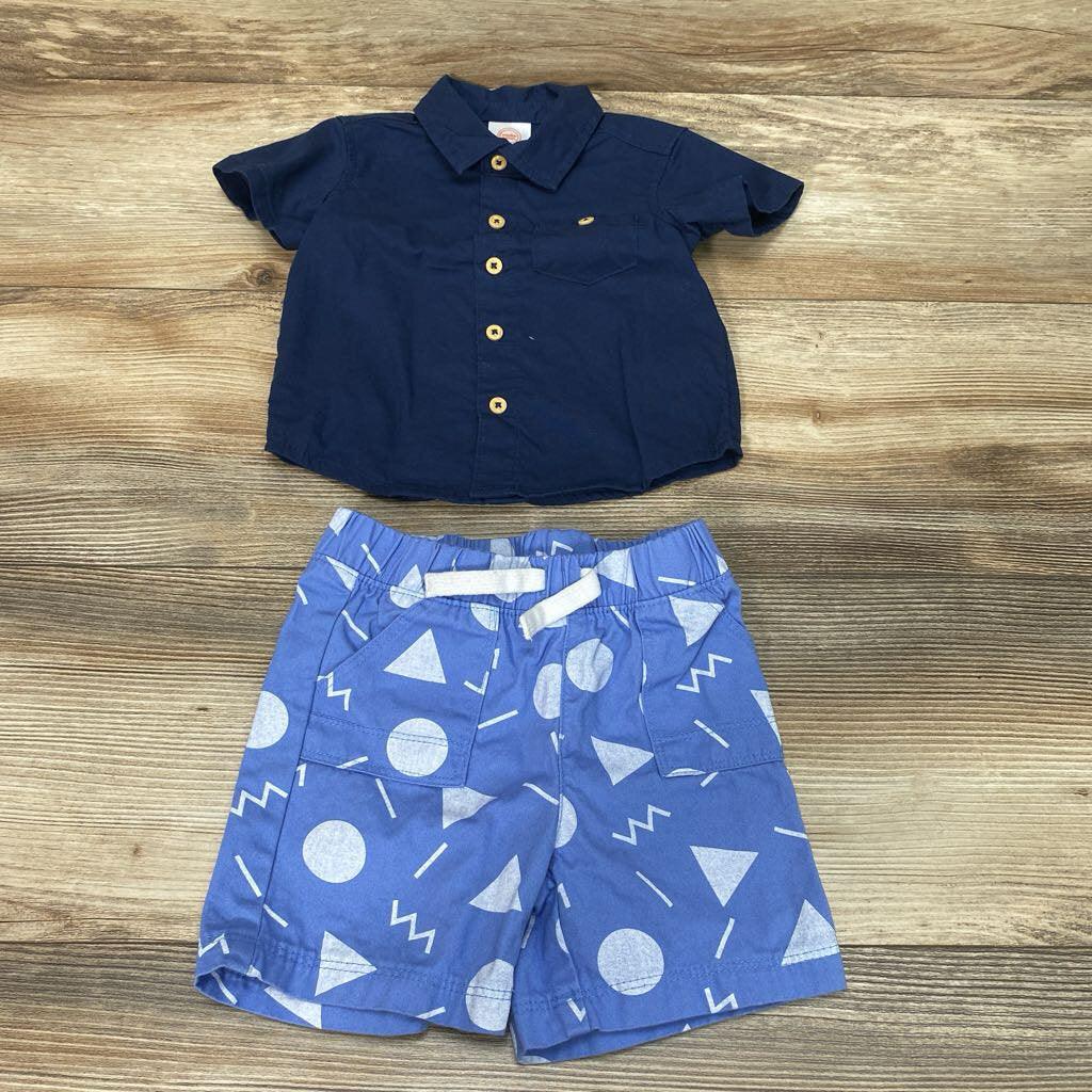 Wonder Nation 2pc Button-Up Shirt & Shorts sz 6-9m - Me 'n Mommy To Be