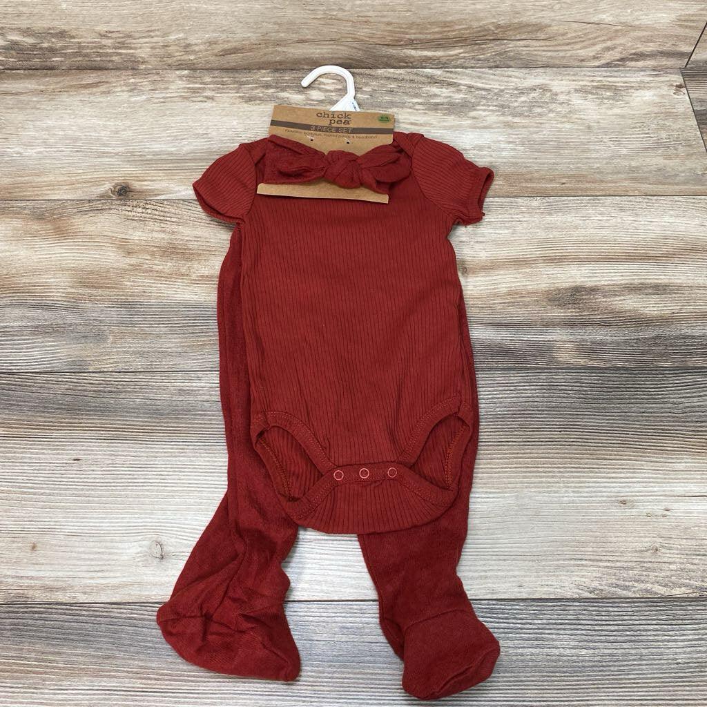 NEW Chick Pea 3Pc Bodysuit + Pants + Headband sz 6-9m - Me 'n Mommy To Be