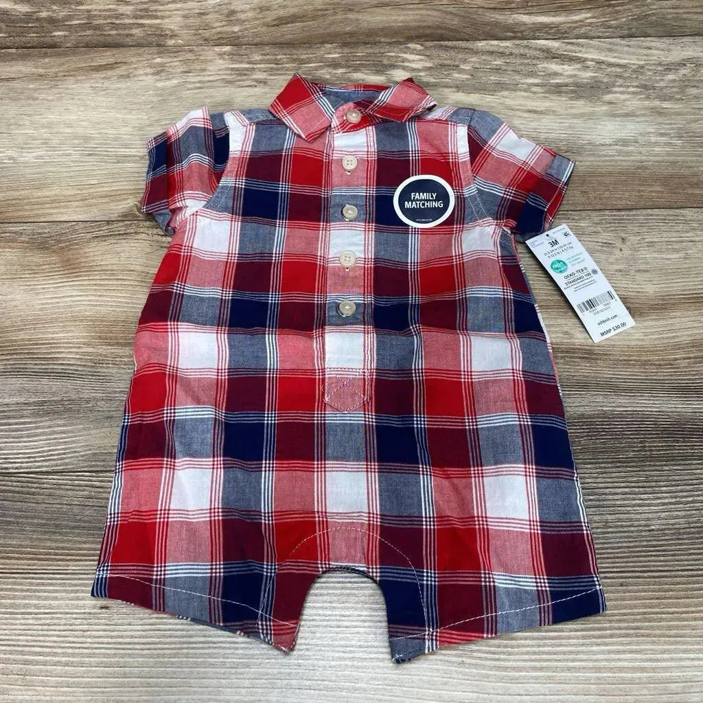 NEW OshKosh SS Plaid Romper sz 3m - Me 'n Mommy To Be