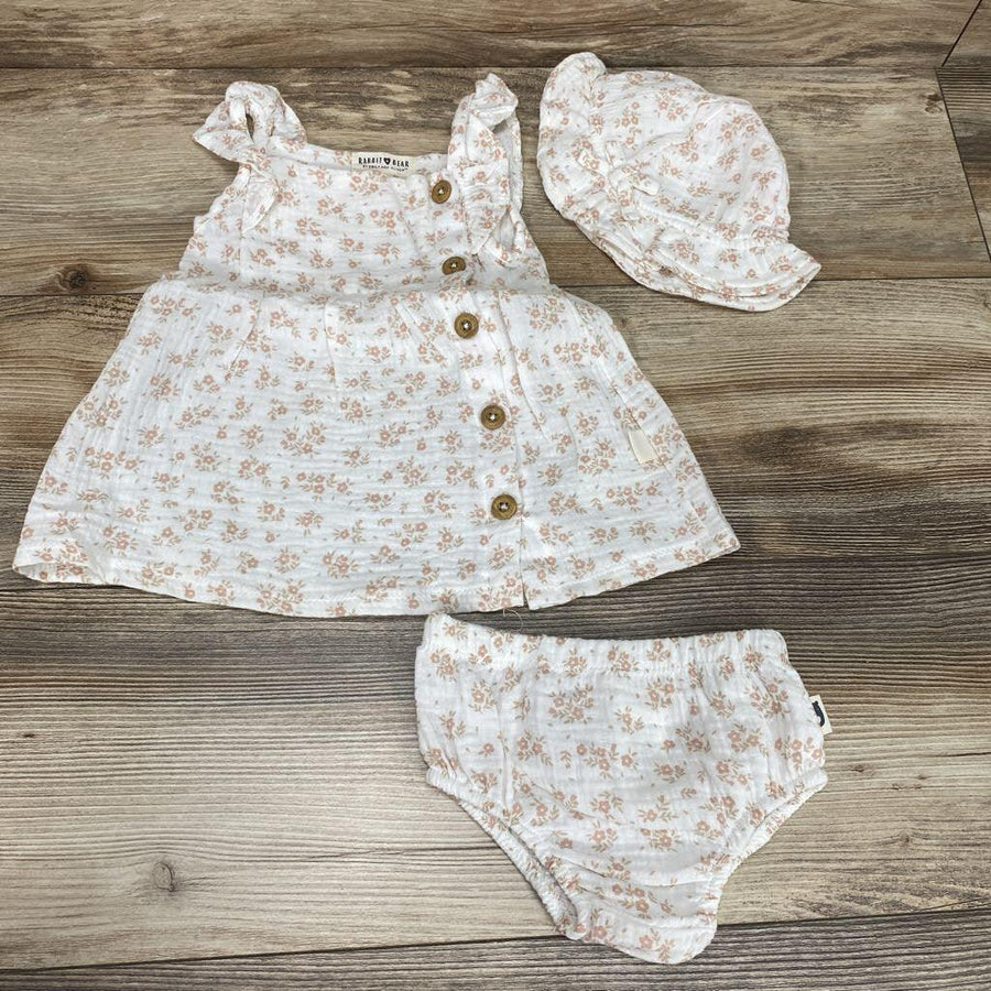 Rabbit + Bear 3Pc Floral Dress & Bloomers Set sz 6-9m - Me 'n Mommy To Be