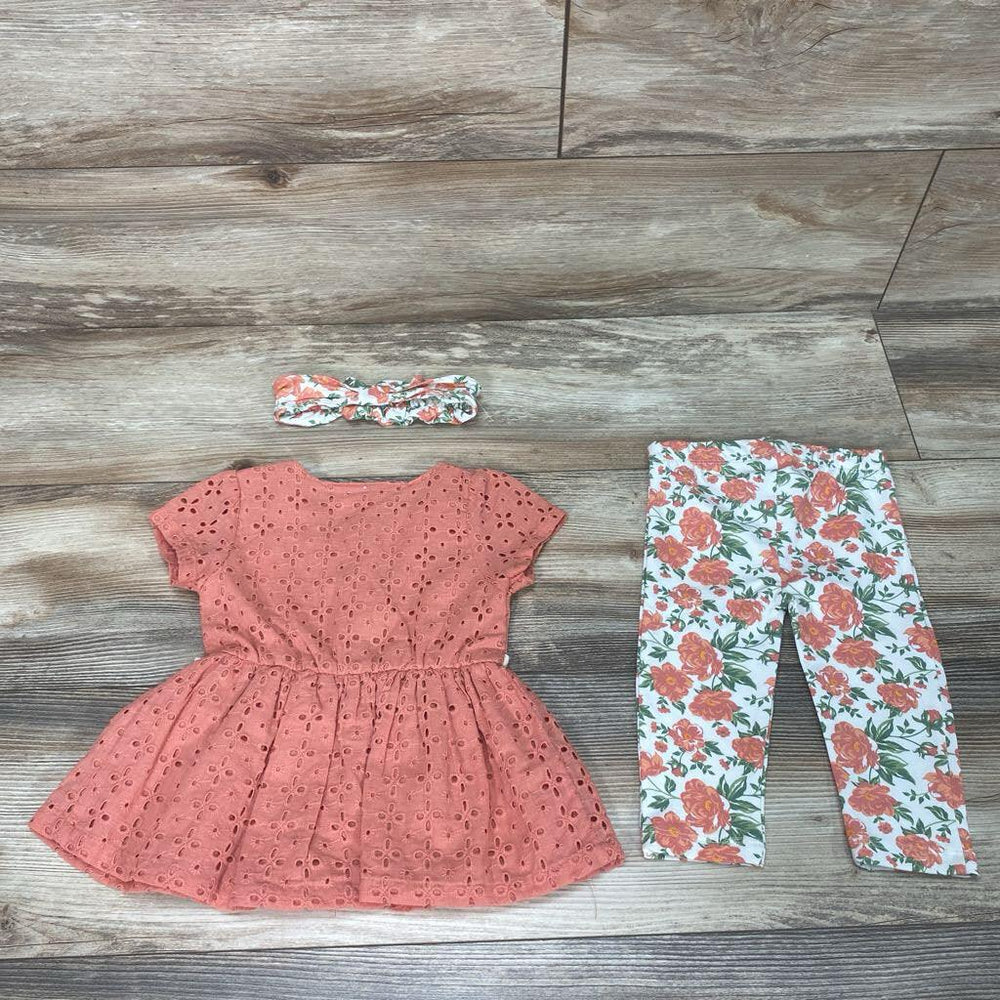 NEW Little Lass 3pc Eyelet Top & Leggings Set sz 18m - Me 'n Mommy To Be
