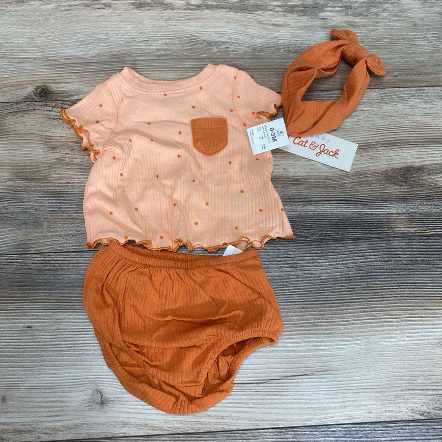 NEW Cat & Jack 3pc Shirt + Bottoms + Headband sz 0-3m - Me 'n Mommy To Be