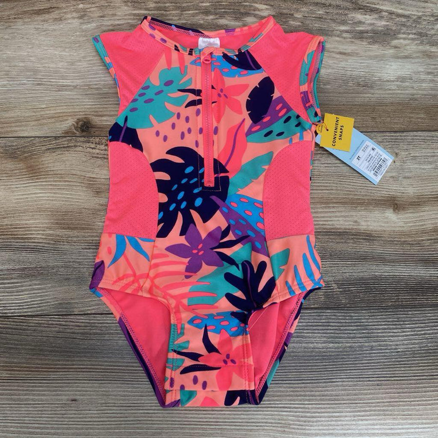 NEW Cat & Jack 1pc Front Zip Swimsuit sz 2T - Me 'n Mommy To Be