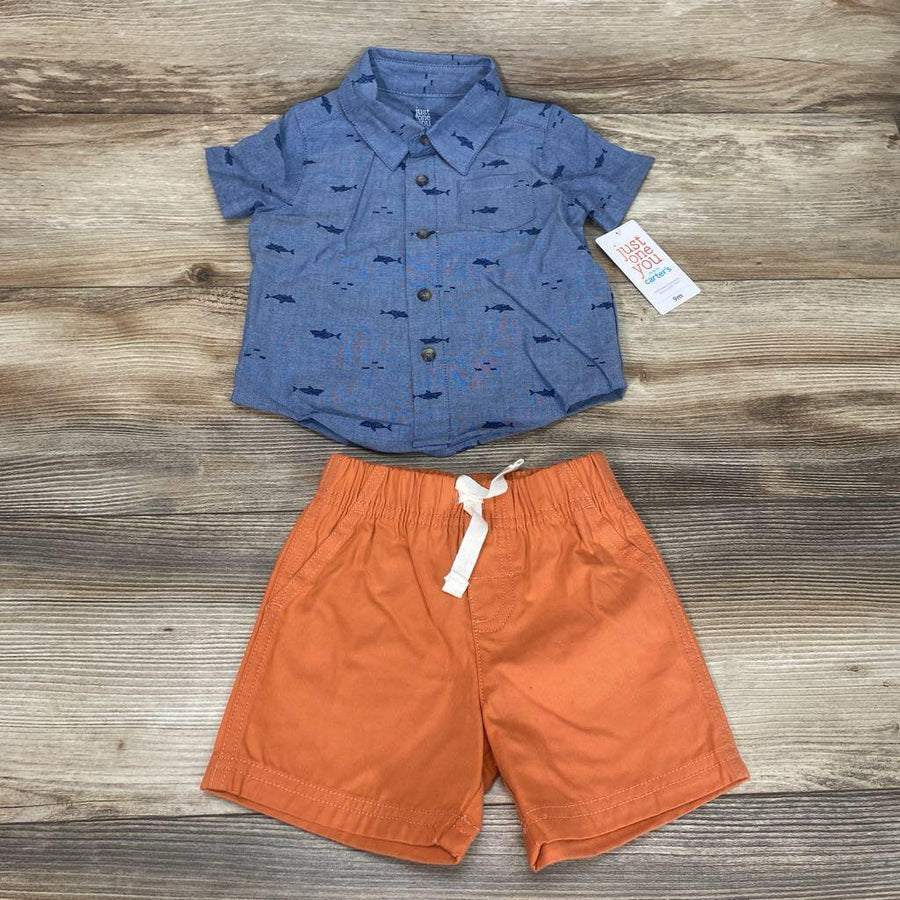 NEW Just One You 2pc Button-Up Shirt & Shorts sz 9m - Me 'n Mommy To Be