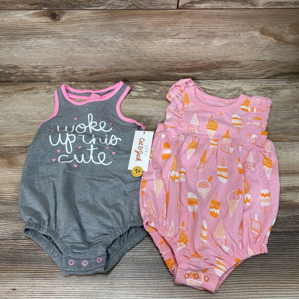 NEW Cat & Jack 2pk Rompers sz 18m - Me 'n Mommy To Be