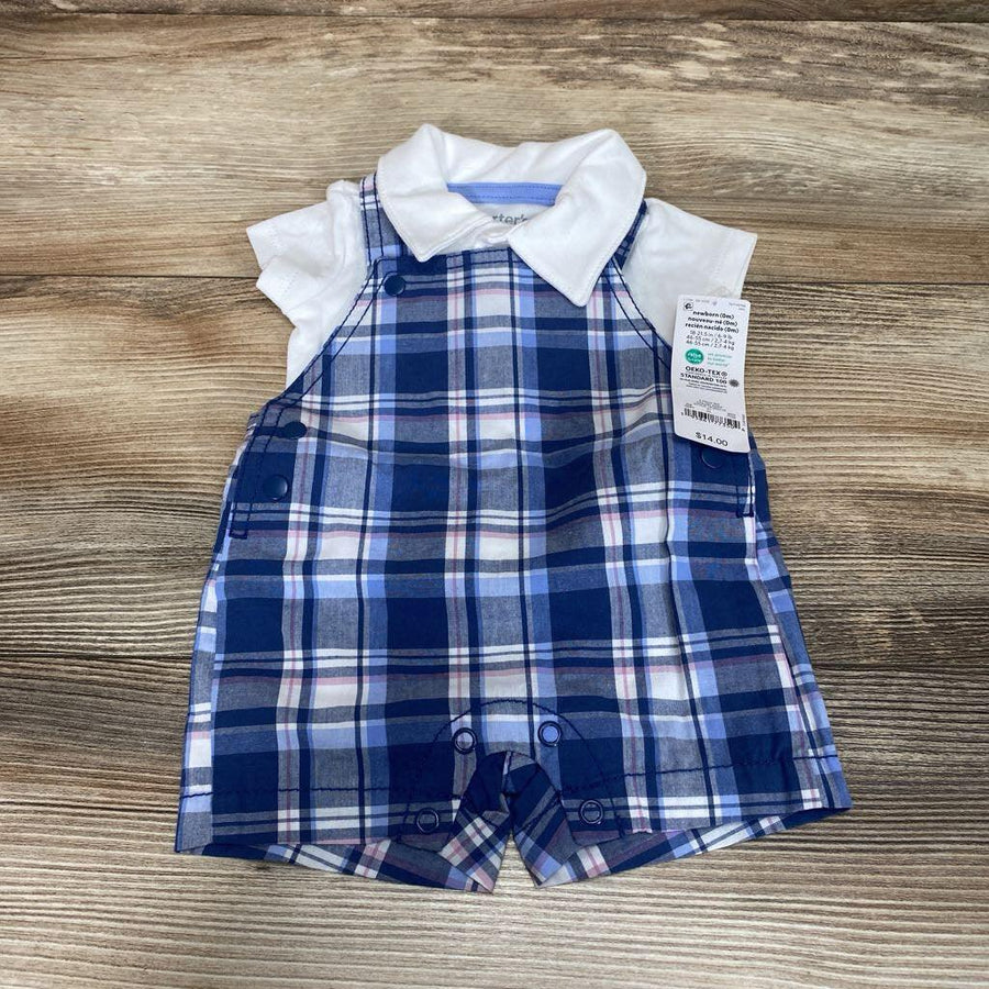 NEW Just One You 2pc Plaid Shortall & Bodysuit sz NB - Me 'n Mommy To Be