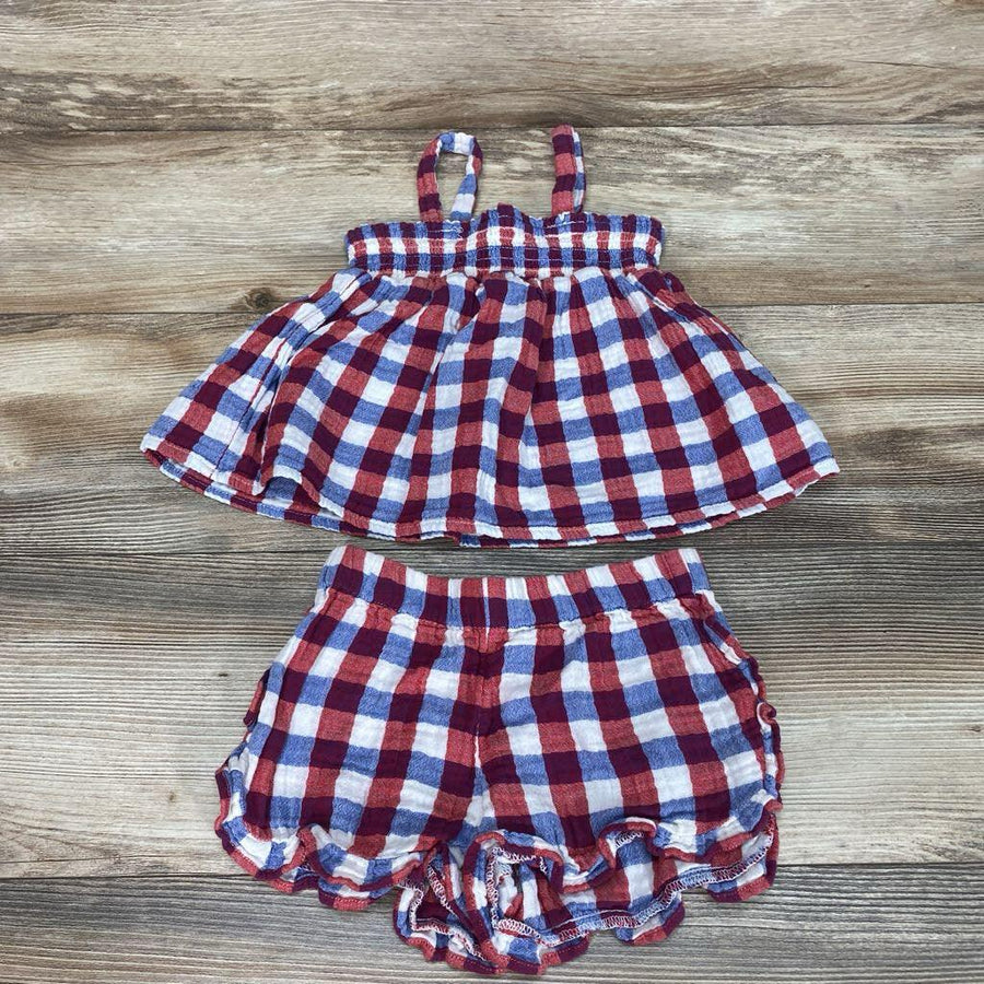 Cat & Jack 2pc Plaid Top & Shorts sz 4T - Me 'n Mommy To Be