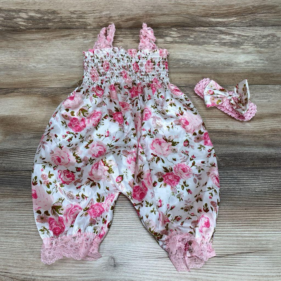 2Pc Floral Romper & Headband sz 18-24m - Me 'n Mommy To Be