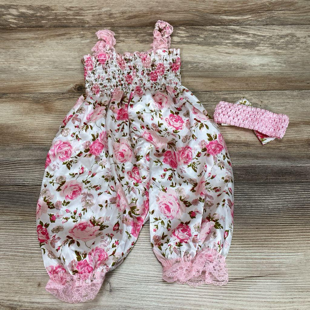 2Pc Floral Romper & Headband sz 18-24m - Me 'n Mommy To Be