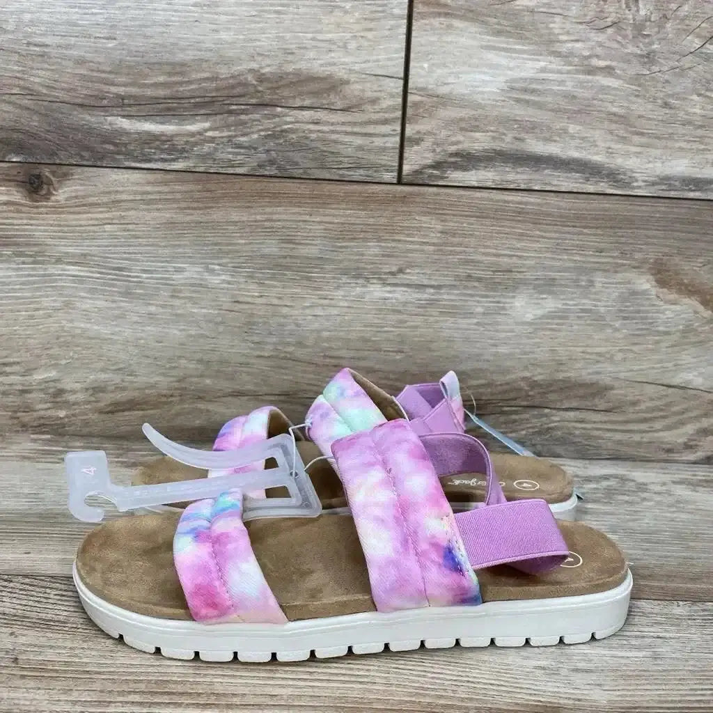 Front angle of purple Cat & Jack Hazel kids slip-on sandal showing elastic side panels and textured sole on white background