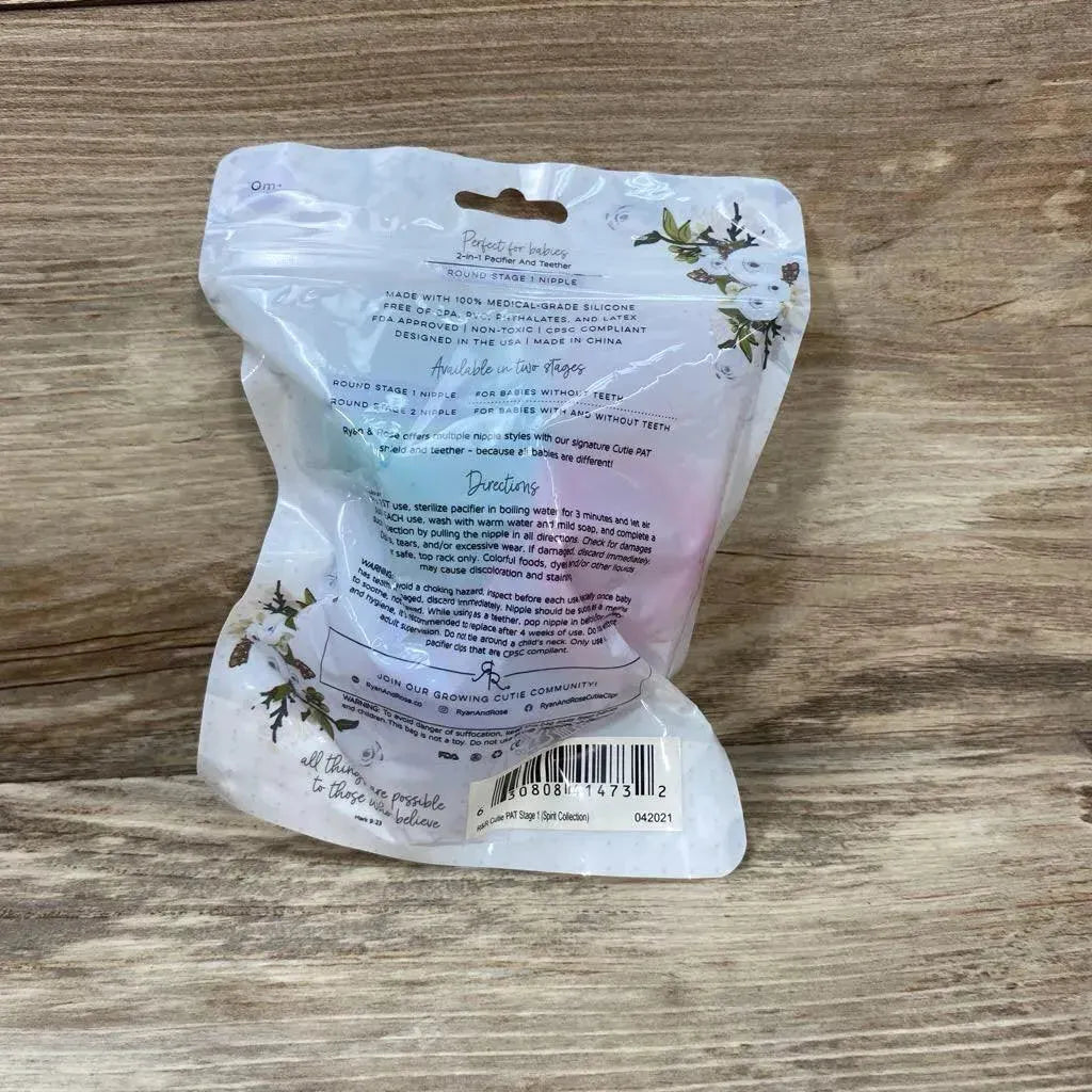 NEW Ryan & Rose 3pk Teether & Rattle Pacifiers Stage 1 Round - Me 'n Mommy To Be