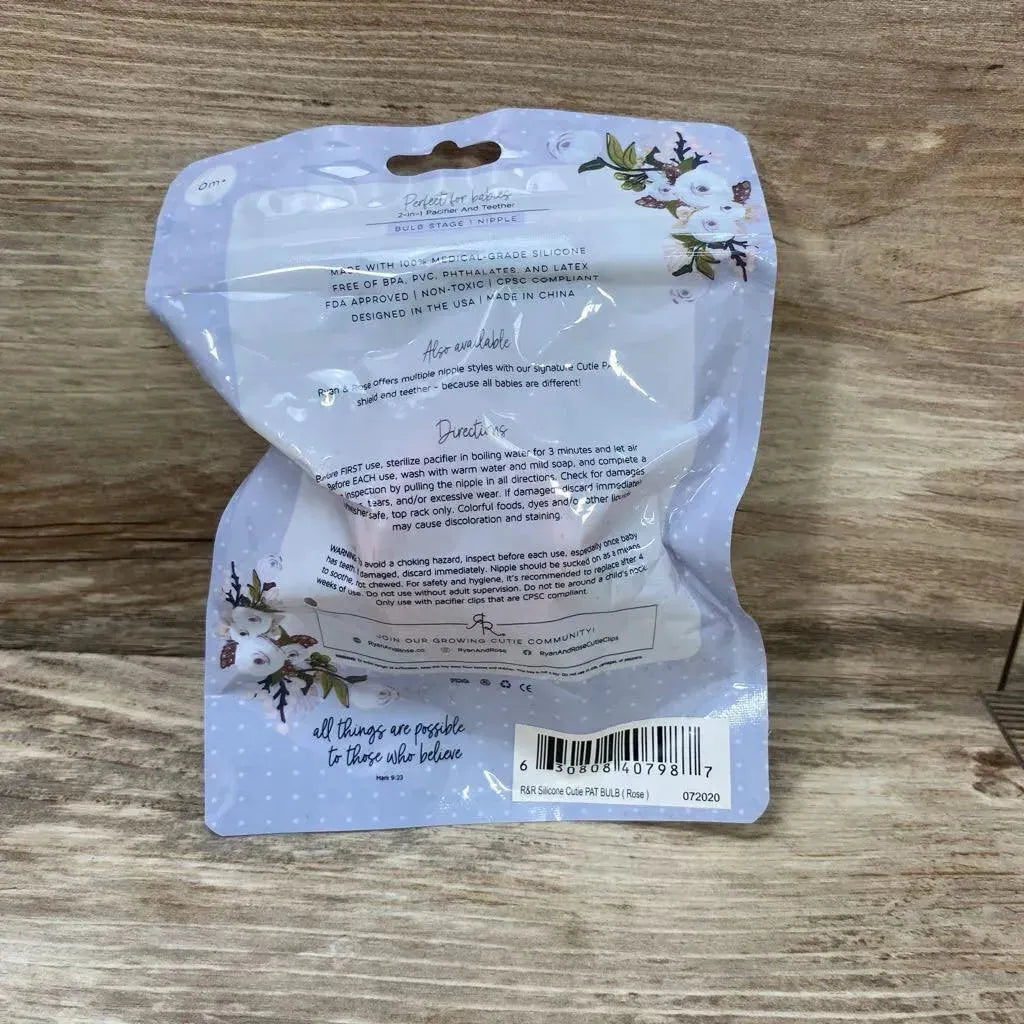 NEW Ryan & Rose Cutie PAT Bulb Pacifier + Teether Stage 1 - Me 'n Mommy To Be