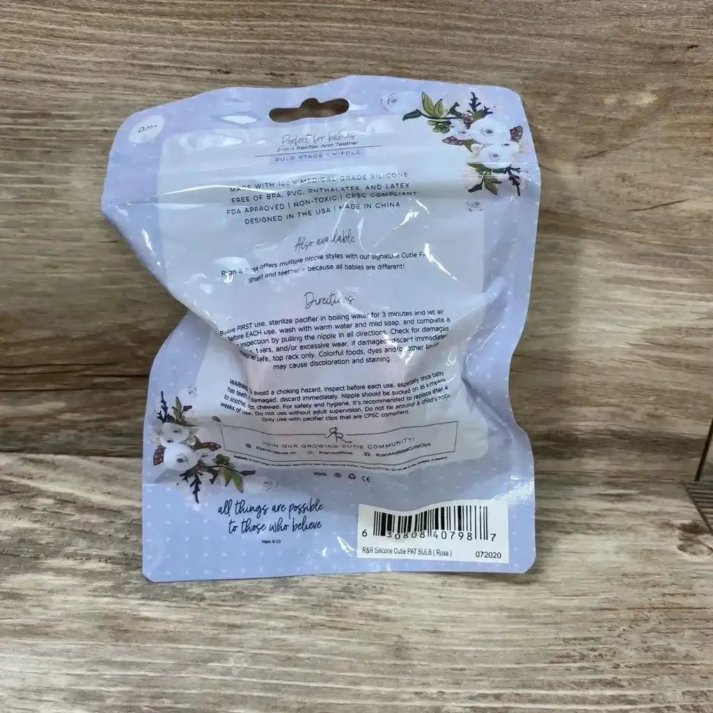 NEW Ryan & Rose Cutie PAT Bulb Pacifier + Teether Stage 1 - Me 'n Mommy To Be