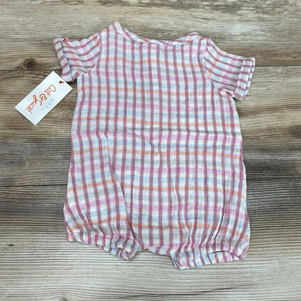 NEW Cat & Jack Plaid Henley Romper sz 0-3m - Me 'n Mommy To Be