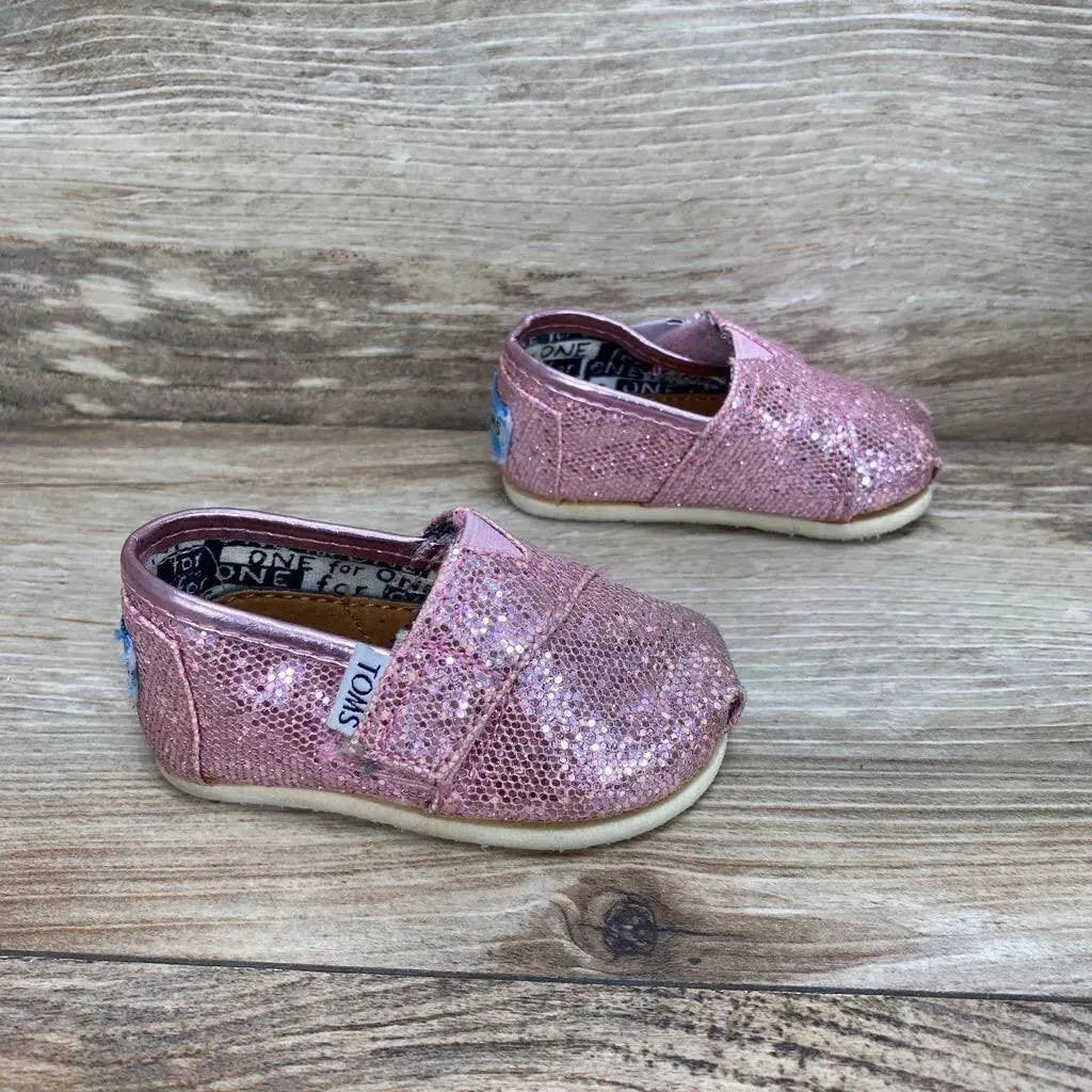 Toms Tiny Alpargata Glitter Shoes sz 2c - Me 'n Mommy To Be