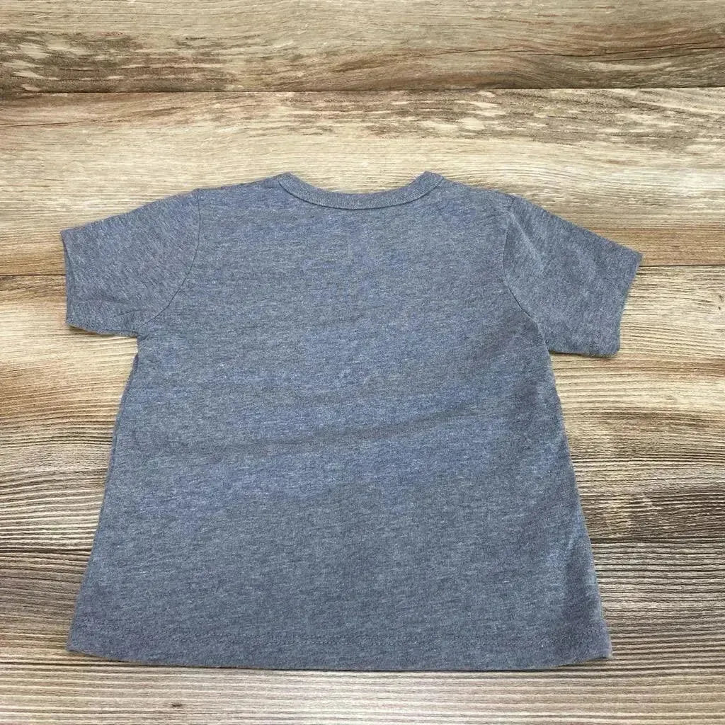 Back view of Children's Place grey heather toddler t-shirt (12–18M) showing plain back on wood background