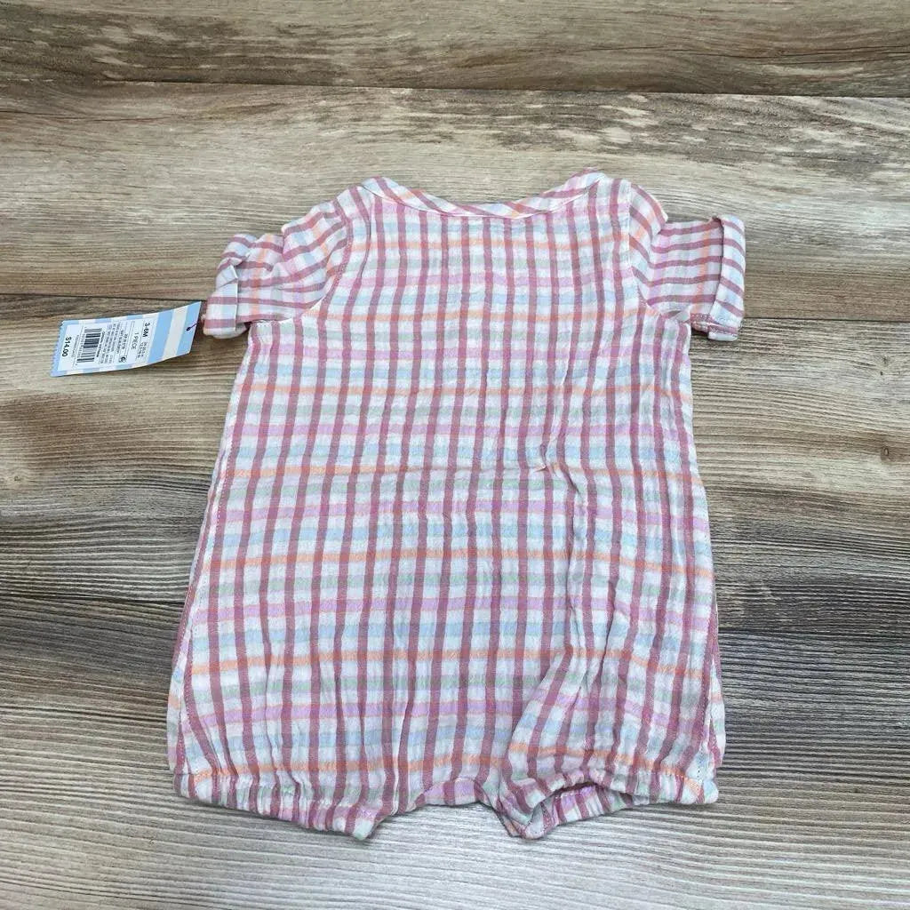 NEW Cat & Jack Plaid Henley Romper sz 3-6m - Me 'n Mommy To Be