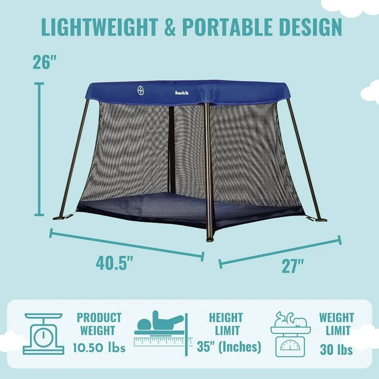 NEW Dream On Me Travel Light Playard in Blue - Me n Mommy To Be